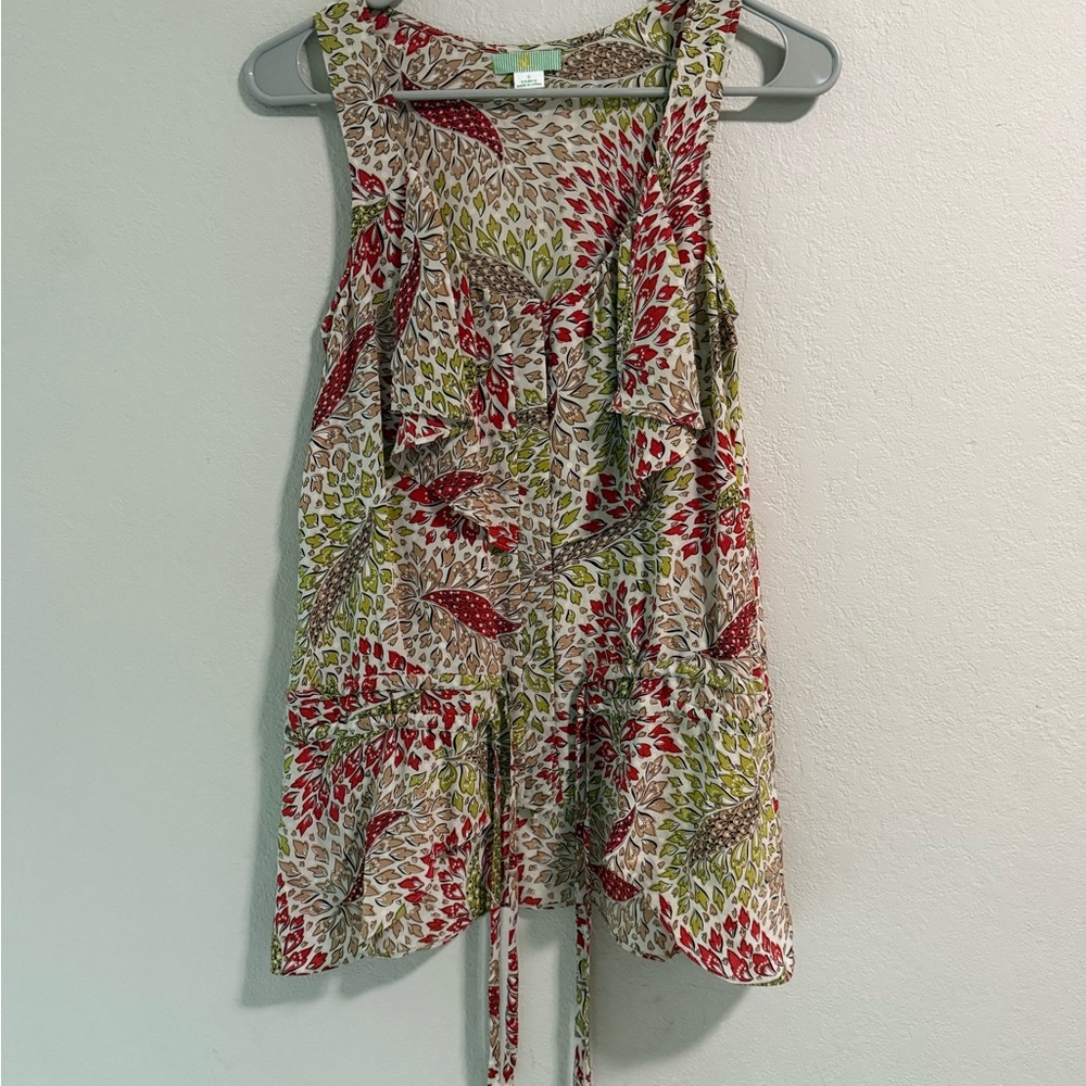 J.McLaughlin Silk Sleeveless Floral Tunic Top Size 0